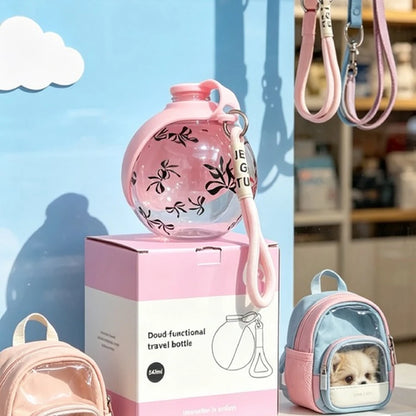 285ml Drinking Bottle Plastic Cat Dog Outdoor Portable Water Dispensers for Outdoor Use Hooks Balls Folding Dog Water Bottle