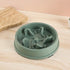 Green slow feeder pet bowl for small dogs and cats, anti-slip anti-tip plastic feeding dish to help prevent choking