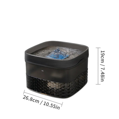large capacity pet water fountain black square dispenser for dogs and cats with ultra-quiet pump, 5.5L/9L