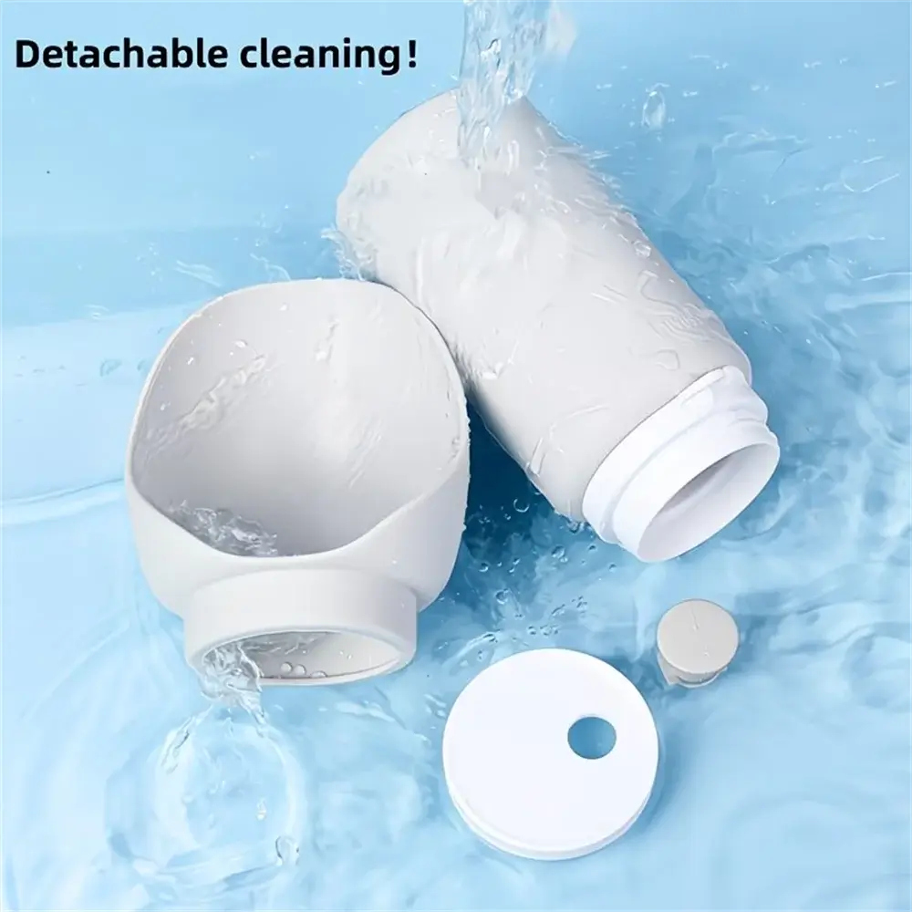 Spacious portable dog water bottle with detachable cleaning parts, leak-proof foldable silicone design for travel and outdoor walks