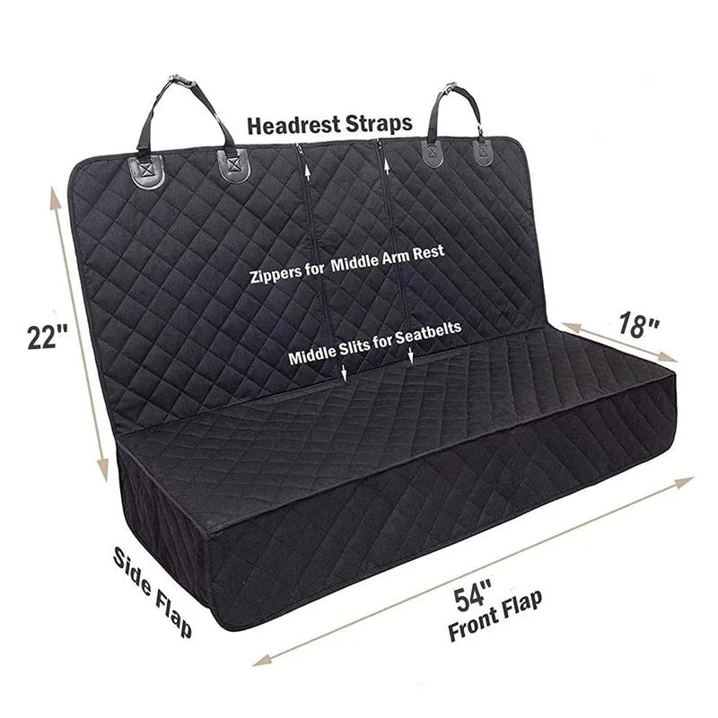 Car Dog Seat Cover for Back Seat Waterproof Auto Rear Pet Seat Protector Mat Nonslip Universal Safety Carrier For Outing Dogs with measurements.