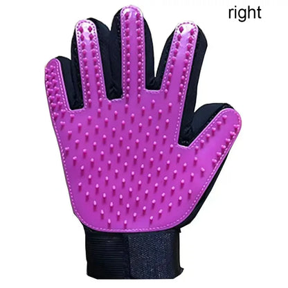 Purple right pet hair remover glove silicone deshedding brush for dog and cat grooming and massage