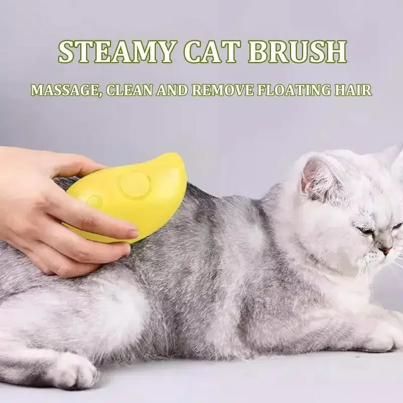 Pet steam grooming brush for cats, steam massage brush to remove floating hair and clean tangles