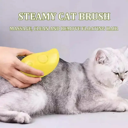 Pet steam grooming brush for cats, steam massage brush to remove floating hair and clean tangles