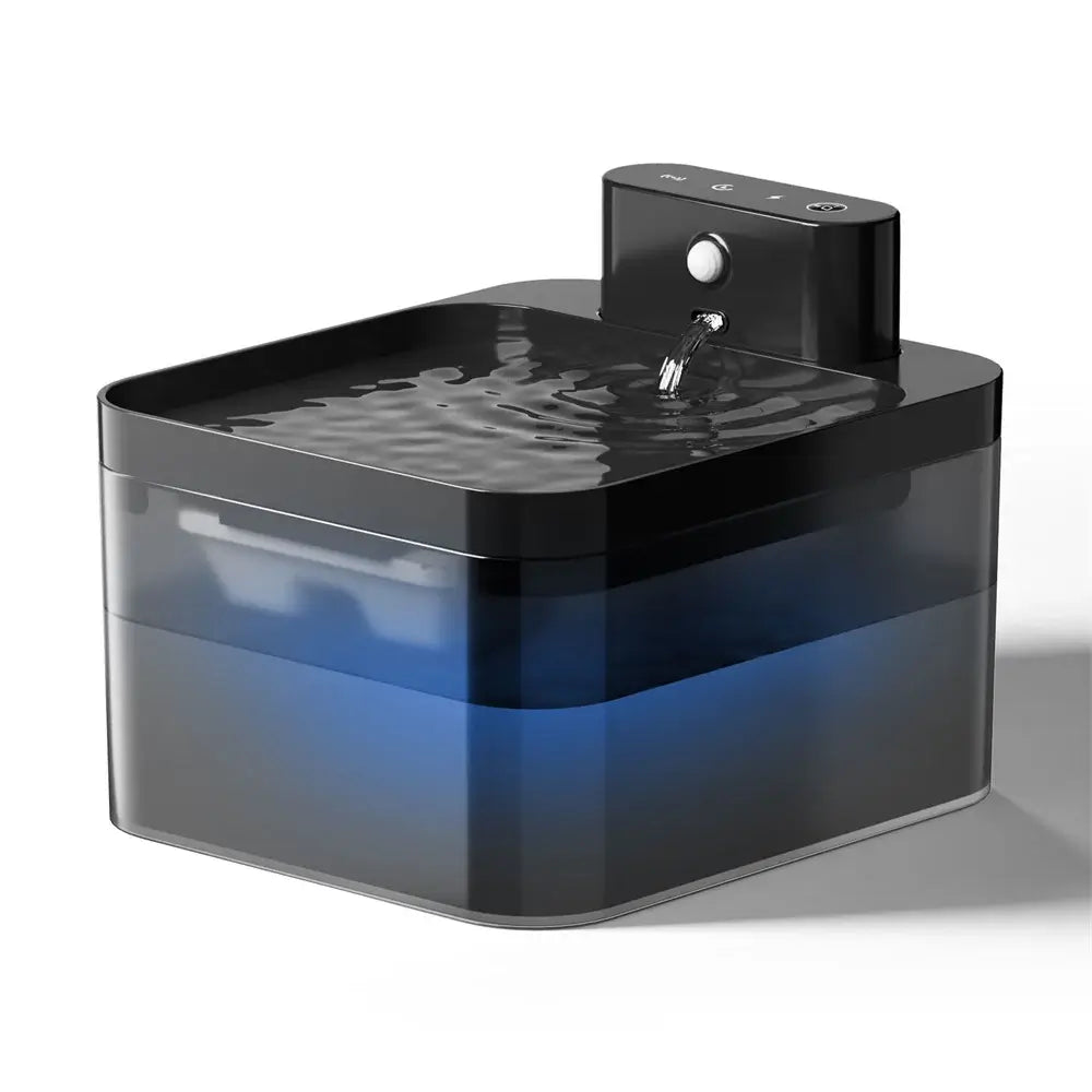 automatic cat water fountain 2.2L wireless battery-powered infrared sensor pet water dispenser, black fountain