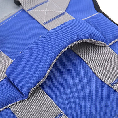 Reflective dog life jacket blue oxford cloth pet safety vest with adjustable straps and enhanced buoyancy for swimming