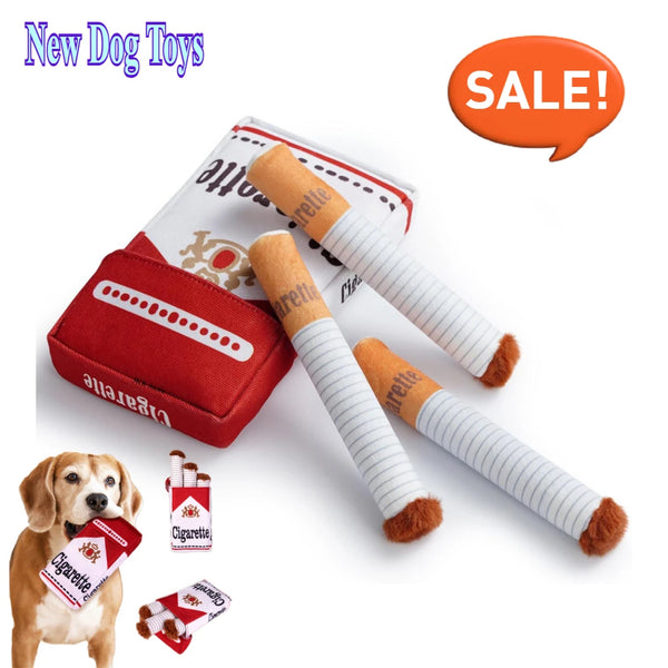 plush cigarette dog toy funny interactive chew toy with cigarette case design for dogs, ideal pet gift