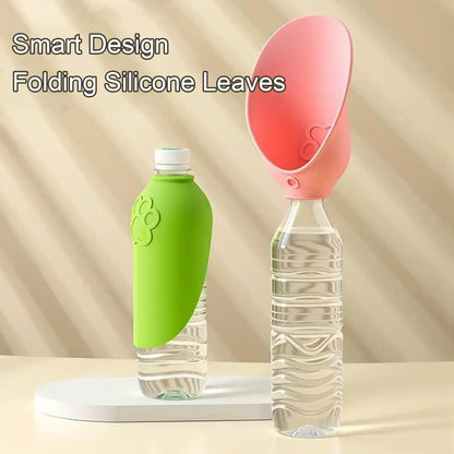 portable dog water bottle with foldable silicone bowl for outdoor pet hydration during hiking and travel