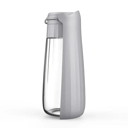 portable dog water bottle dispenser gray 550ml foldable hiking drinking bowl for small and large dogs