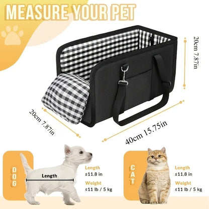 Dog car seat with seat belt support and anti slip design - portable height increasing seat , suitable for small dogs.