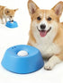 Blue slow feeder dog bowl lick sphere puzzle feeder for liquid treats, non-spill plastic bowl for dogs and puppies