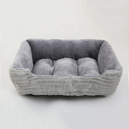 calming dog bed for cats and small dogs, plush square pet sofa bed with waterproof Oxford fabric