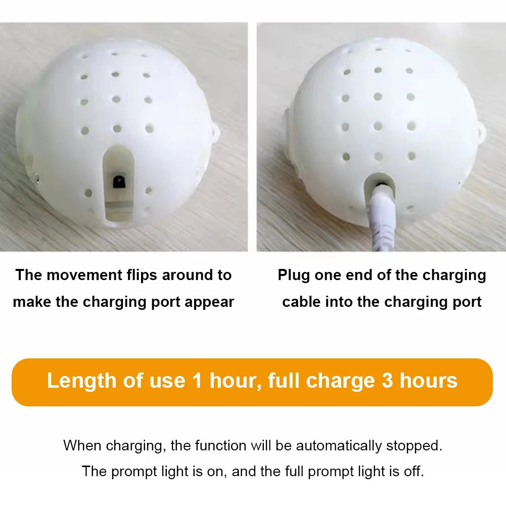 interactive squeaky dog toy rechargeable bouncing ball with charging port and 1 hour use, 3 hour full charge