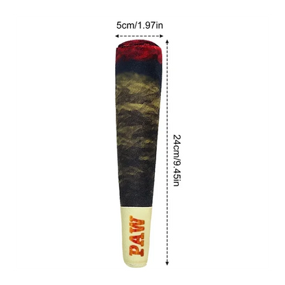 cigar dog toy plush squeaky chew toy, 24cm long, 5cm wide, camouflage design with PAW print
