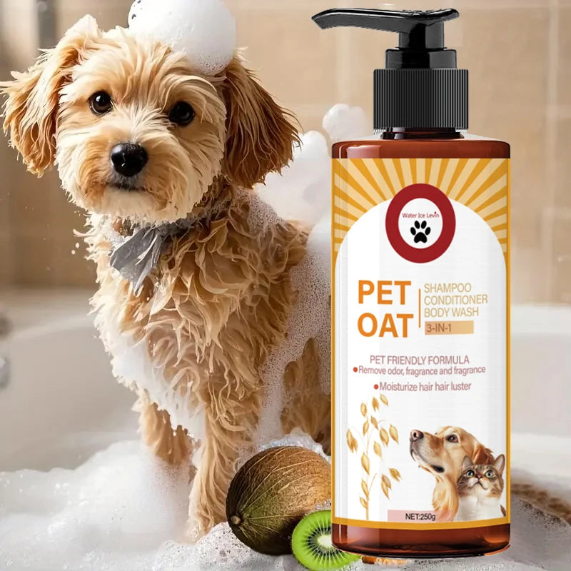 pet shampoo for dogs and cats to clean, remove odors, soften fur, and provide long-lasting fragrance
