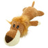 Plush lion dog toy with textured brown fabric, floppy limbs, and soft mane