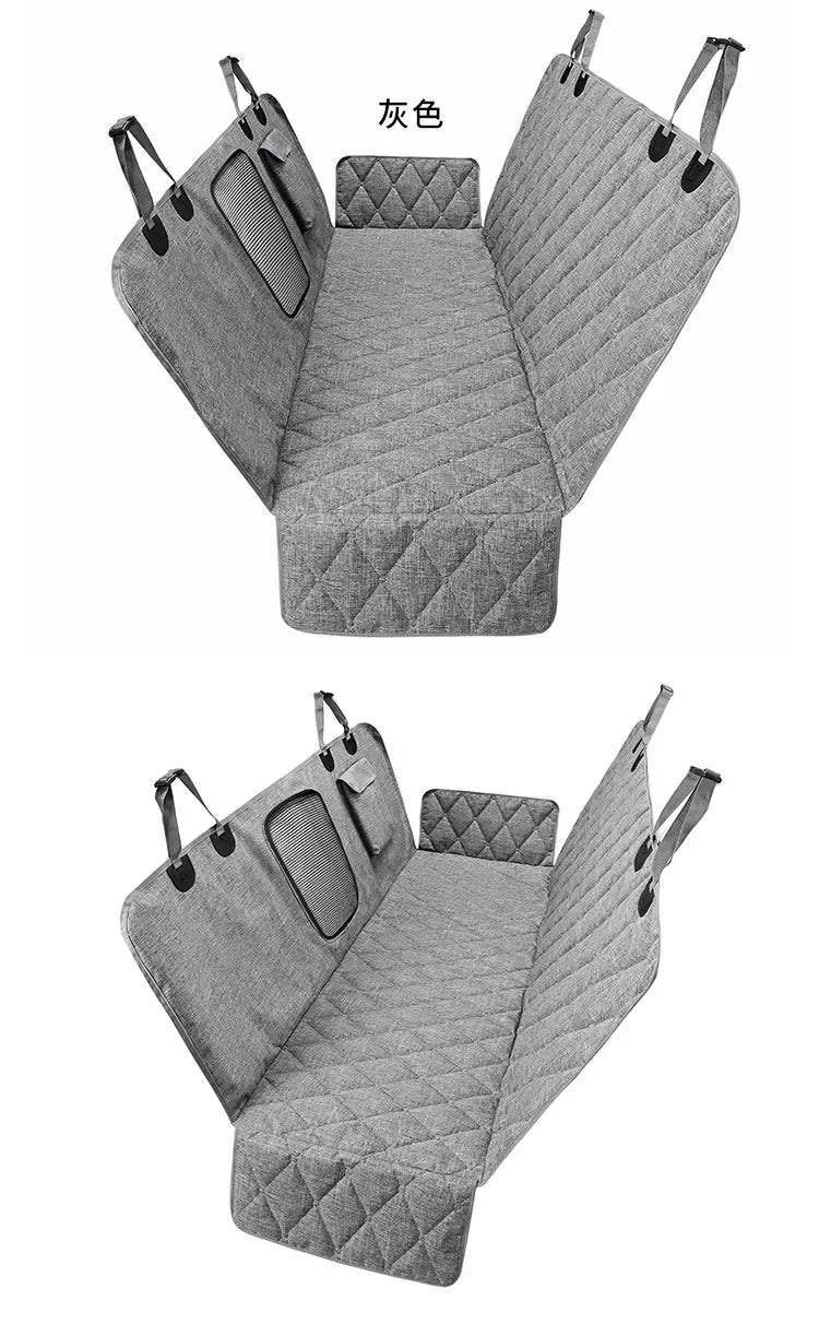 waterproof dog car seat cover gray quilted rear seat hammock with side flaps and safety straps