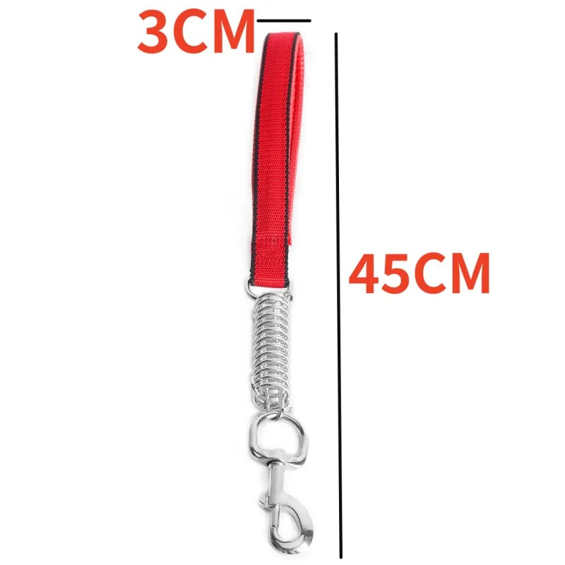 Dog Leash Spring Short Dogs Leash PU Leather Leashes for Large Dogs Walking Nylon Rope Durable Dog Leashes Chew Proof Pet Chain