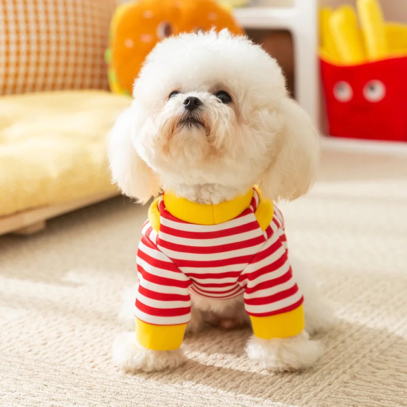 Fashion Striped Dog Hoodies Autumn Dog Clothes Animal Pattern Puppy Pullovers Cute Soft Cat Hoodies Pet Sweatshirt Dog Costumes