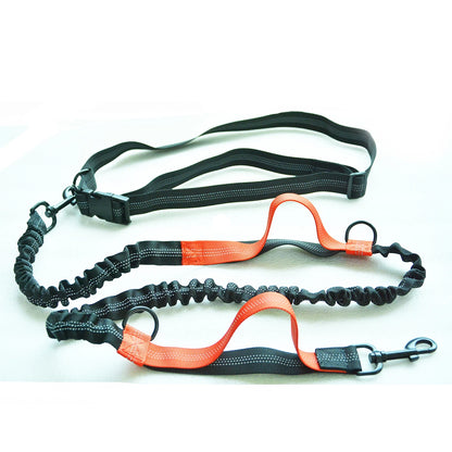 Retractable Hands Free Dog Leash For Running Double Handles Elastic Cord Reflective Large Dog Leash Pet Supplies