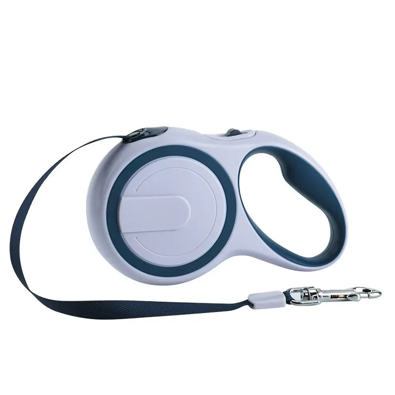 Royal blue retractable dog leash for large dogs, 8M 50KG reflective nylon walking lead with durable handle