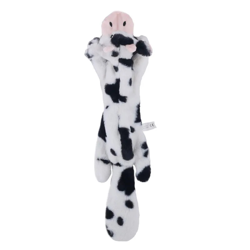 plush dinosaur dog chew toy cow print interactive fleece chew toy for small dogs, soft stuffed pet toy