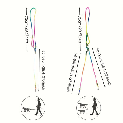 One-To-Two/One-To-One Dog Leash, Elastic Leash, Anti-Burst, Anti-Breakage, Pet Supplies, Dog Walking Leash, Suitable for Walking Dogs While Running, Double Hook Design and Two-In-One Training Leash, Suitable for Small, Medium