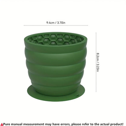 silicone slow feeder dog bowl, small green anti-slip cup for small to medium breeds, promotes healthy digestion, 9.4cm x 8.2cm