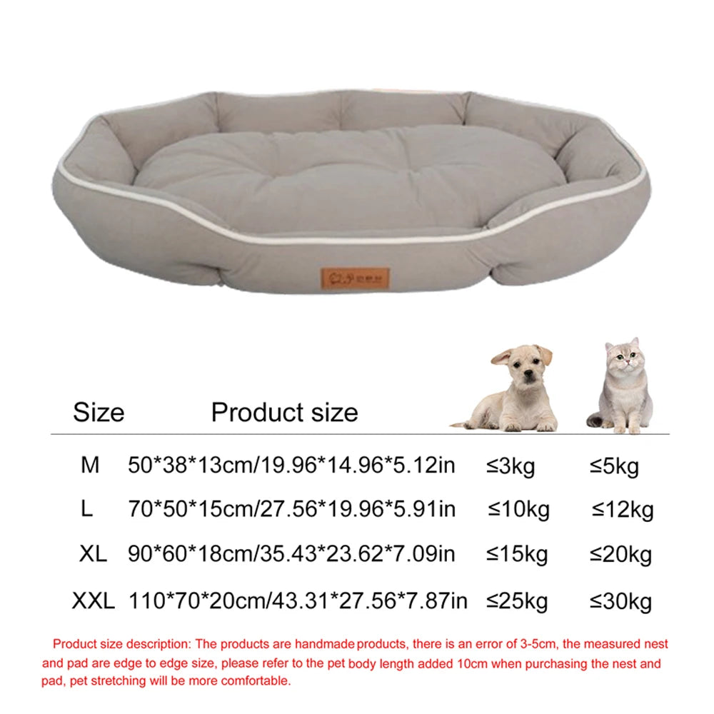 waterproof square dog bed for large dogs oval brown soft thickened sofa-style pet bed with non-slip base