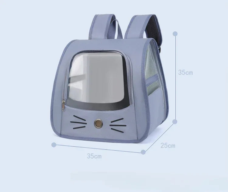 Breathable pet carrier backpack for cats and small dogs, 35x35x25cm portable shoulder transport bag with zipper