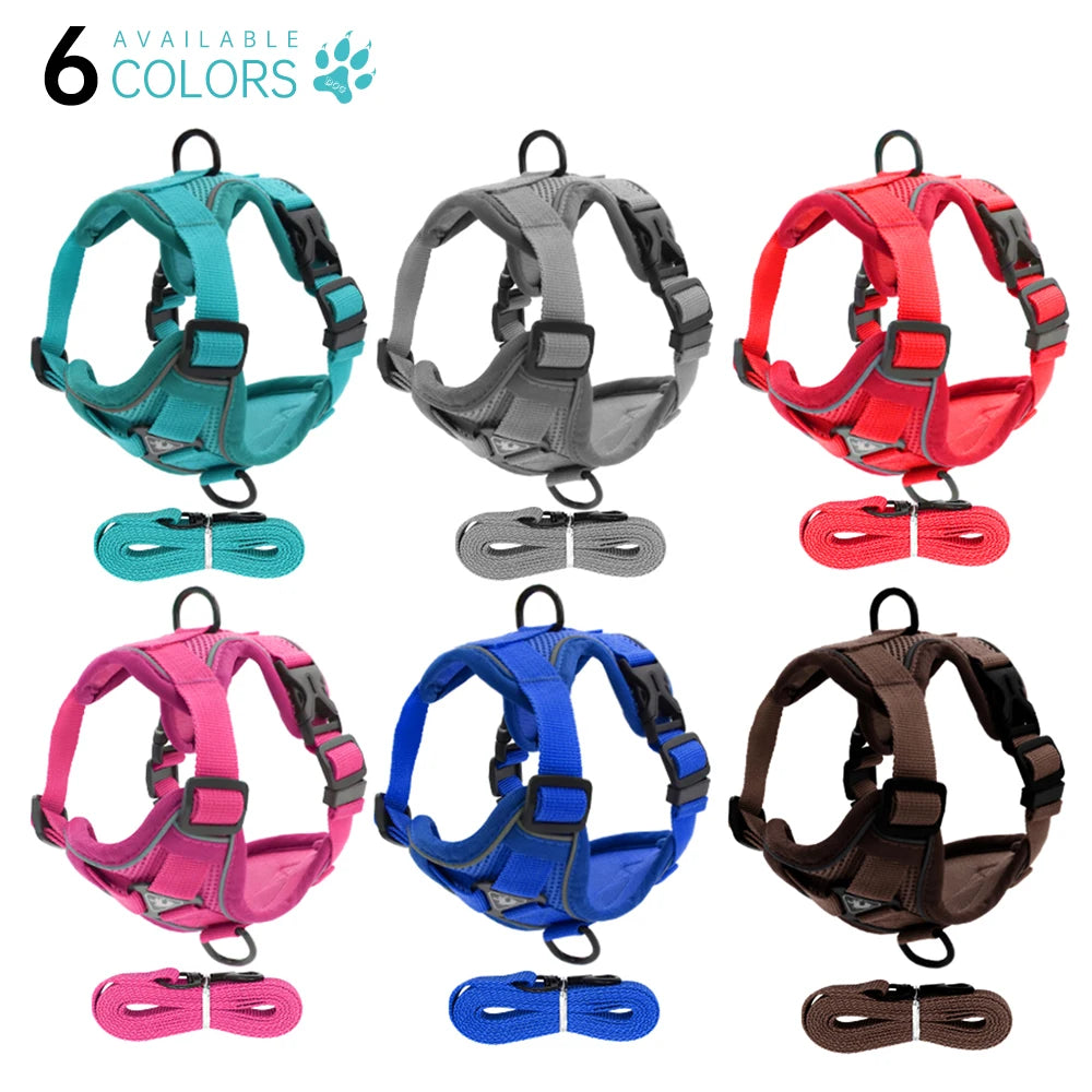 reflective cat harness and leash set breathable mesh pet harness for cats and small dogs, 6 colors