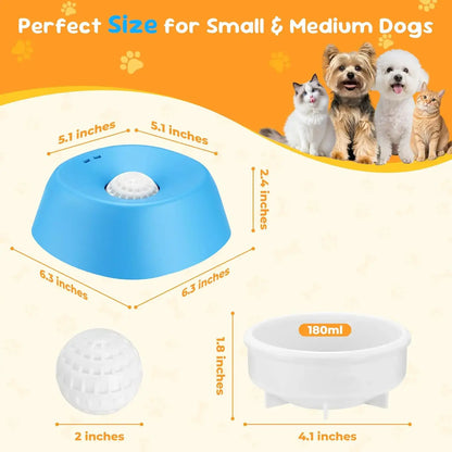 slow feeder dog bowl for small and medium dogs, 180ml lick sphere puzzle feeder for liquid treats