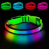 USB rechargeable LED dog collar green adjustable soft nylon RGB 7 colors glowing night safety collar for small medium dogs