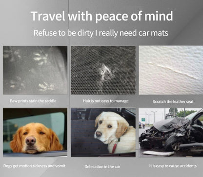 Travel with peace of mind about dog messes, including paw prints, hair, and accidents in cars.