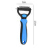 Blue S pet deshedding brush with dual-sided stainless steel fur knot cutter comb, 17cm grooming tool for dogs and cats