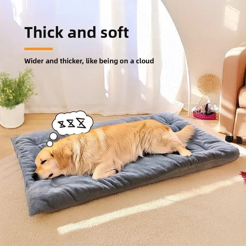 large winter dog bed mat for Golden Retriever, thick double-sided gray sleeping pad, warm and soft pet bed