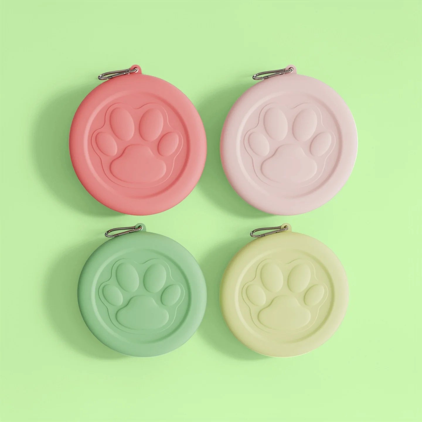 portable dog travel bowl with paw print design, 2-in-1 travel dog food and water dish with treat compartment