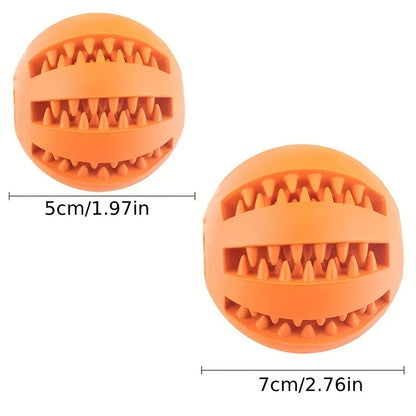 nontoxic dog chew toy ball, orange rubber pet treat feeder ball for dogs and puppies, 5cm and 7cm