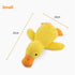 Small yellow bite resistant dog plush toy duck, 25cm x 22cm, fleece and plastic dog chew toy for teeth cleaning