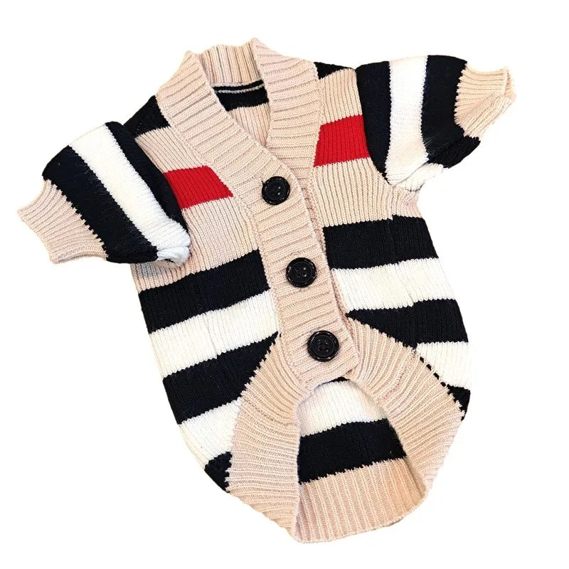 Dog Clothes Winter Fashion Dog Sweater Striped Dog Coat Chihuahua Bichon Frise Clothing Pet Costume Warm Sweaters Dog Cardigan