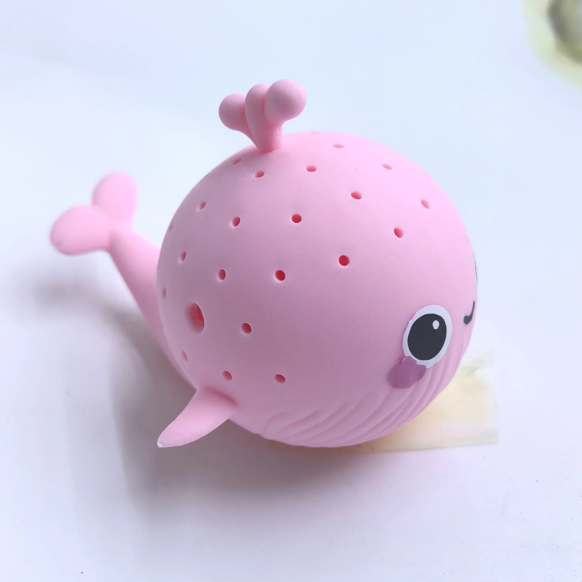 Pink baby whale bath toys sponge water absorbing squeeze toy for children, summer swimming and stress relief play