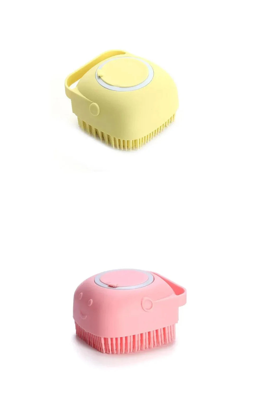 silicone pet bathing brush for dogs and cats, shampoo dispensing grooming massager, soft shower grooming comb