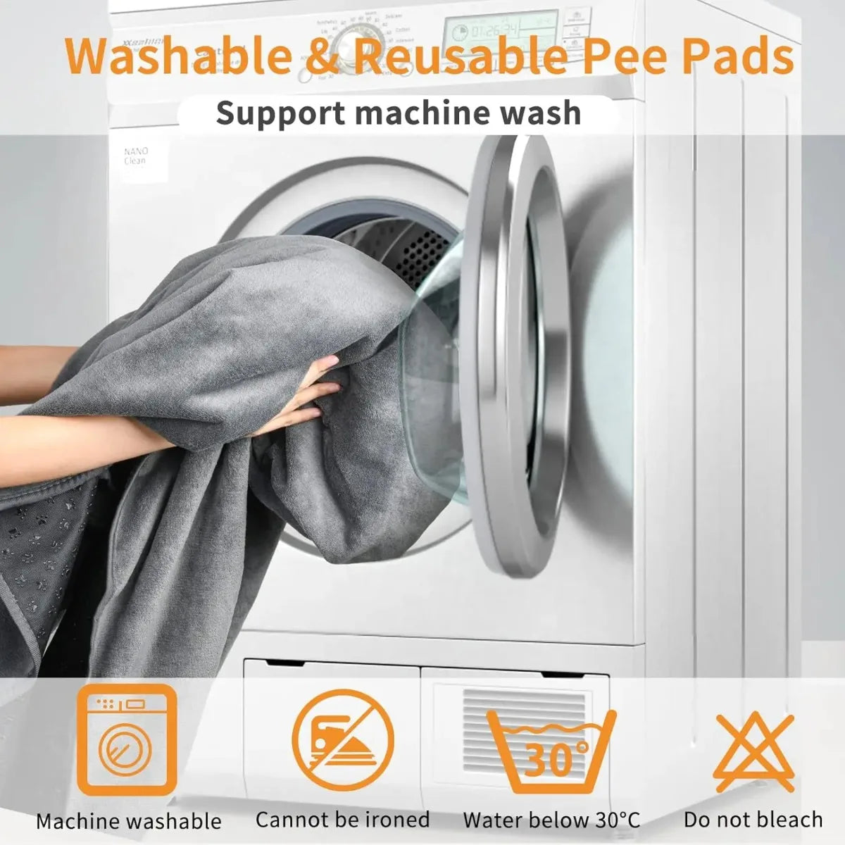 washable dog pee pad reusable machine washable pee pad for dogs, super absorbent waterproof non-slip floor mat
