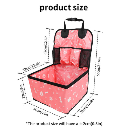 Portable Dog Car Booster Seat Carrier for Small Medium Dogs Safety Travel Pet Basket With Storage Front Seat Pet Carrier For Dog product size.