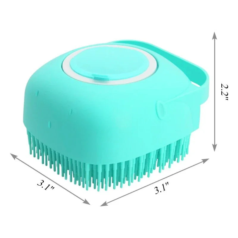 Pet Dog Shampoo Brush 2.7oz 80ml  Massage Comb Grooming Scrubber  for Bathing Short Hair Soft Silicone Rubber