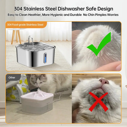 304 stainless steel dog water fountain, dishwasher safe, hygienic pet drinking fountain with filter for indoor use