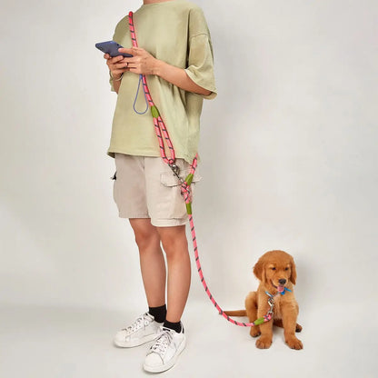 One-To-Two/One-To-One Dog Leash, Elastic Leash, Anti-Burst, Anti-Breakage, Pet Supplies, Dog Walking Leash, Suitable for Walking Dogs While Running, Double Hook Design and Two-In-One Training Leash, Suitable for Small, Medium.