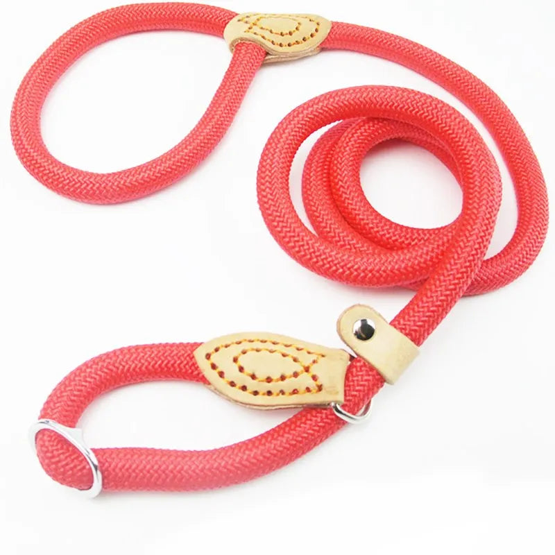 Dog Walking Leash Slip Rope Lead Leash Heavy Duty Braided Rope Adjustable Loop Collar Training Leashes for Large Dogs