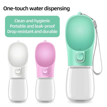Leakproof dog water bottle for dogs and cats, portable one-touch water dispenser for outdoor travel