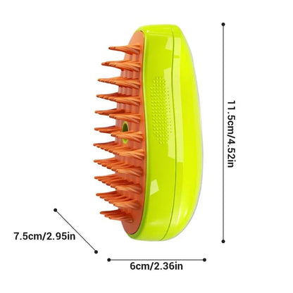 pet steam grooming brush electric spray massage comb for cats and dogs, 3 in 1 shedding brush